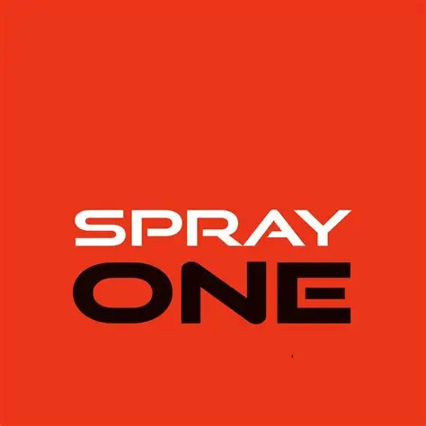 Spray One logo, professional spray paint equipment brand, modern industrial typography, high resolution, white background, centered