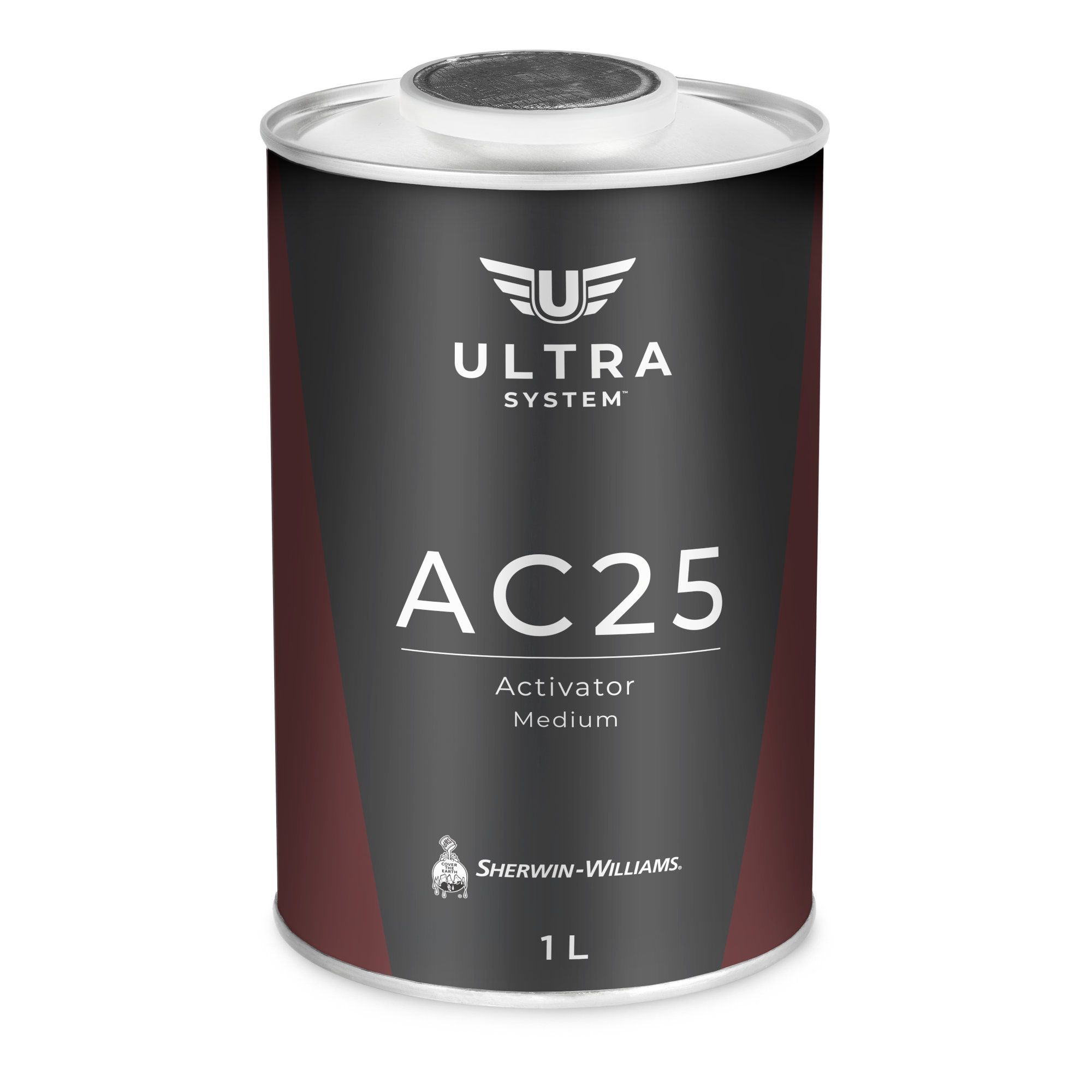 Sherwin-Williams high gloss clearcoat can, automotive finishing product, professional studio lighting