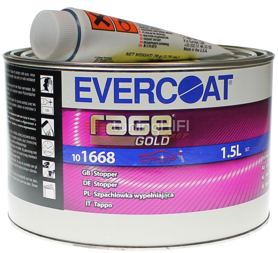 Silver automotive metal can, Q-Refinish polyester putty, blue and black horizontal label, white background, studio photography